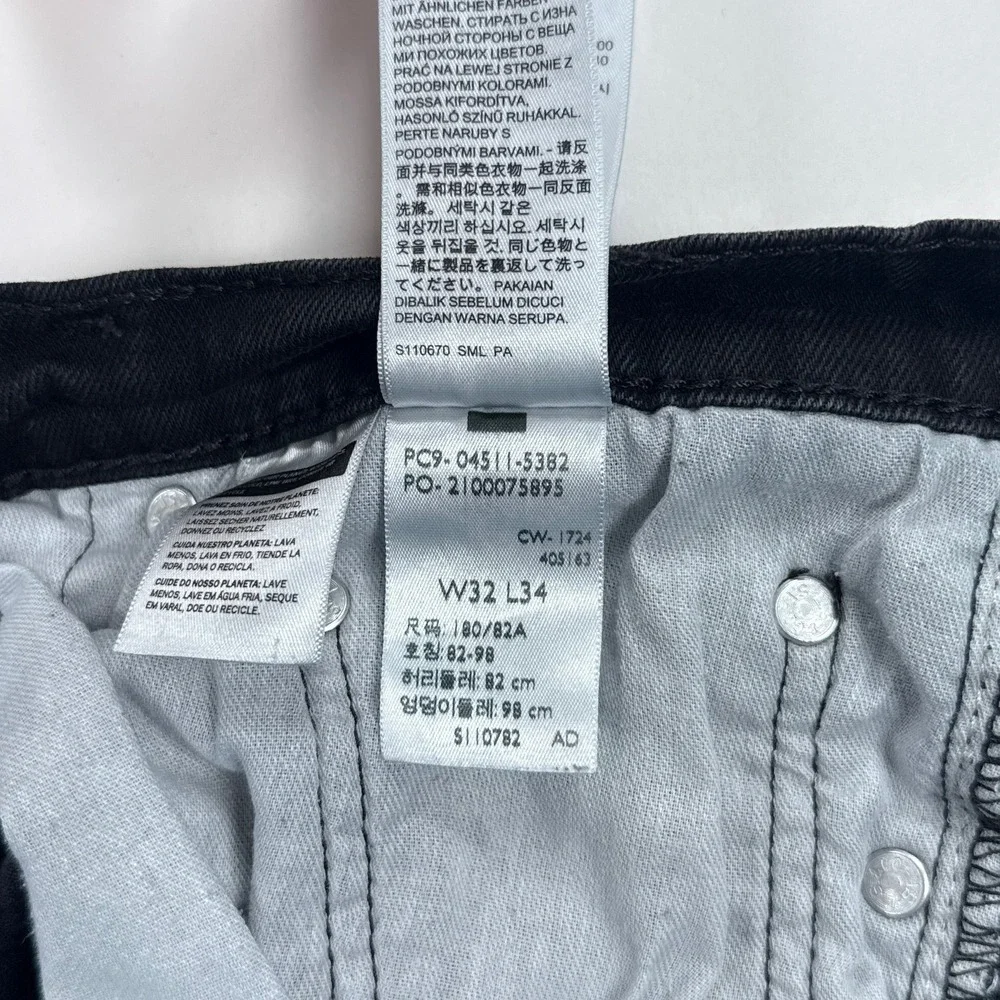 Levis Mens 511 Slim Jeans 32x34 Black Stretch Denim Pants Streetwear Classic